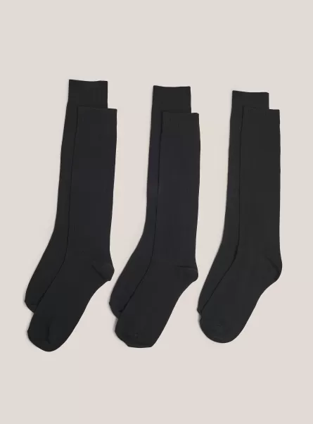 Underwear Men Bk1 Black Set Of 3 Plain, Calf-High Socks